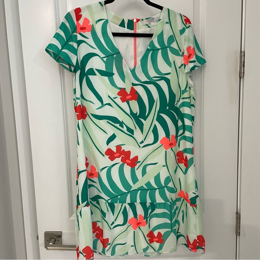 Crosby by Mollie Burch Tropical Ruffle Hem Dress.   10